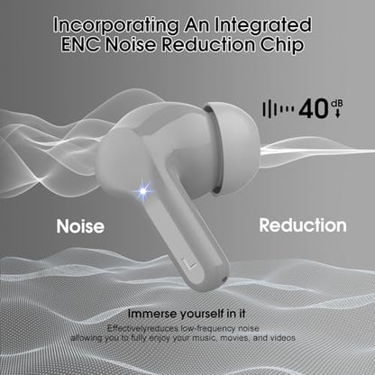 Wireless Earbuds, Bluetooth 5.4 Headphones HiFi Stereo, Bluetooth Earbuds - color: Grey