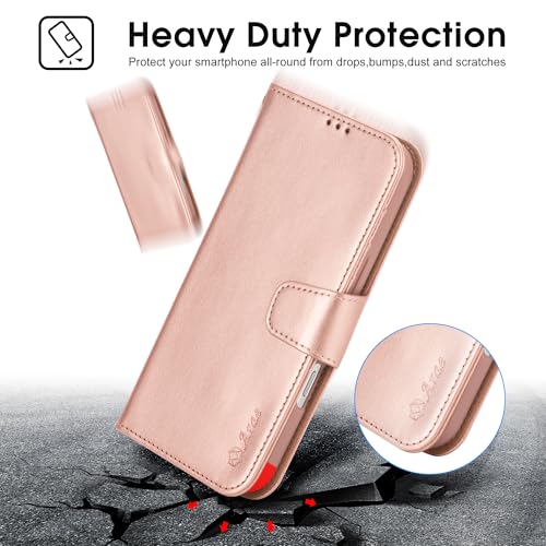 Arae Compatible with iPhone Air Case Wallet with Card Holder, Wristlet Strap Wallet Flip Cover for iPhone Air 6.5 inch Men/Women, RFID Blocking, Kickstand, Rose Gold - color: Rose Gold, size: iPhone Air 6.3 inch
