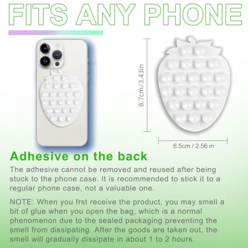 CIEO SuctionPhone Grip, Strong Silicone Suction,Strawberry Sticky Grip,Suitable for Selfies and Videos on Mirrors, Bathrooms and Smooth Surfaces, Compatible with iPhone (Strawberry White) - color: Strawberry White