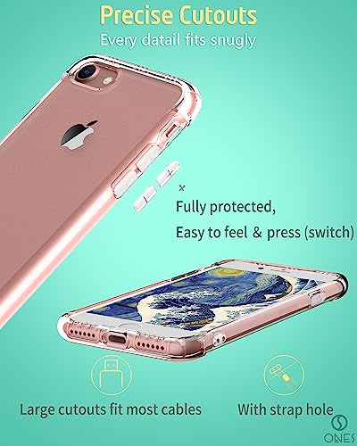 ONES for iPhone SE3 SE2 SE 8 7 Case Clear, Slim Soft TPU Silicone Cover, Military Drop Protective Thin Phone Bumper Case with Shockproof Airbags, Yellowing Resistant, Transparent - color: HD High Transparency, size: iPhone SE / 8 / 7