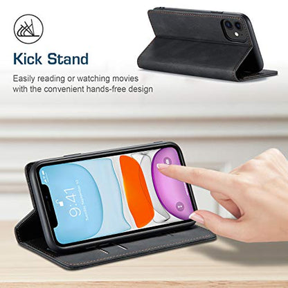 japezop Compatible with iPhone 11 Case,iPhone 11 Case Wallet with[RFID Blocking] Card Holder Kickstand, Leather Flip Wallet Case for iPhone 11 6.1 inch(Black) - color: Black, size: iPhone 11 6.1 Inch