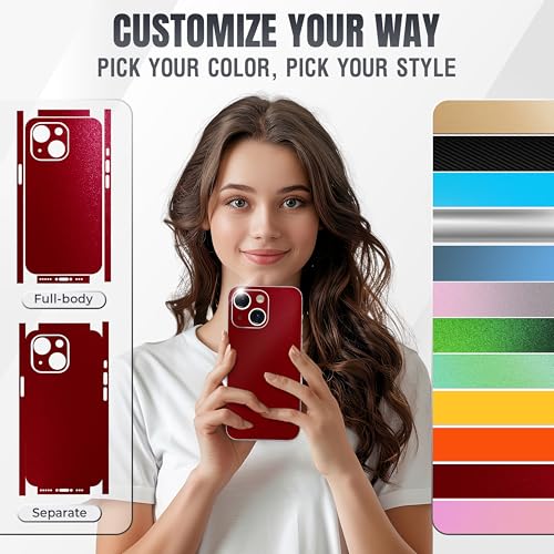 2Pcs Skin Wrap Compatible for iPhone 14 – Slim Decal Vinyl Protective Film for Sides & Back – Sleek Fit, Premium Look – Compatible with All iPhone 14 Cases - Glossy Cherry Red - color: Glossy Cherry Red