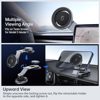 SYNCWIRE MagSafe Car Mount for Dashboard,Foldable Aluminum Arm,Space Gray - color: Space Gray