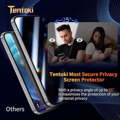 Privacy Screen Protector for iPhone 12 / iPhone 12 Pro 6.1 inch [Auto Dust Elimination] [Real 25° Anti Spy] Private Tempered Glass Film, [2 Pack]