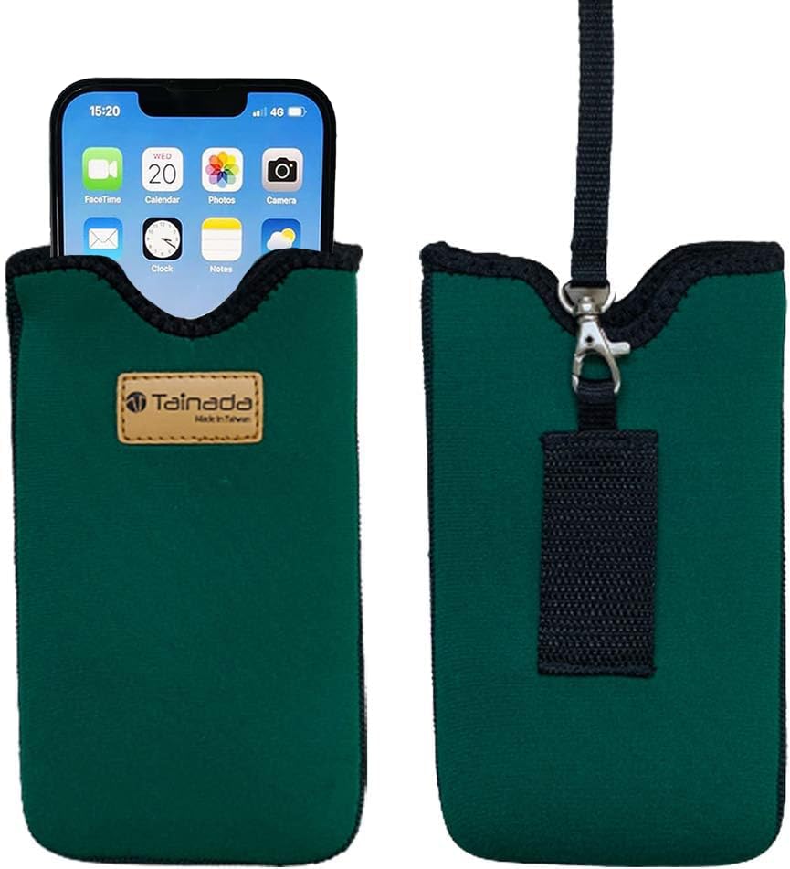 Tainada Neoprene Phone Holder Sleeve w/Belt Loop Holster (Dark Green) - color: Dark Green