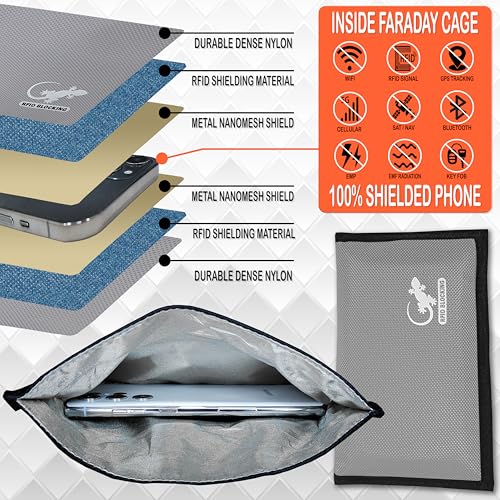 Faraday Bag Anti-Tracking GPS RFID Car Key Signal Blocker Wallet Shielding Pouch Protective Case for Cell Phone Car Key FOB, Data Privacy, Electronic Device Security (SILVER - NYLON) - color: SILVER - NYLON