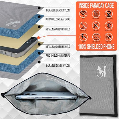 Faraday Bag Anti-Tracking GPS RFID Car Key Signal Blocker Wallet Shielding Pouch Protective Case for Cell Phone Car Key FOB, Data Privacy, Electronic Device Security (SILVER - NYLON) - color: SILVER - NYLON