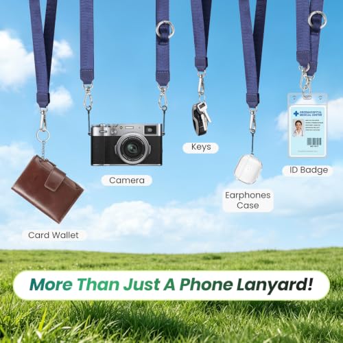takyu Multifunctional Phone Lanyard, 3 in 1 Cell Phone Detachable Adjustable Crossbody Strap & Neck Lanyard & Wrist Lanyard with 2x Tether Tab for Most Smartphones, Outdoor Travel Essential Blue - color: Bluex1