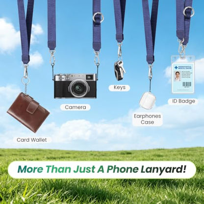 takyu Multifunctional Phone Lanyard, 3 in 1 Cell Phone Detachable Adjustable Crossbody Strap & Neck Lanyard & Wrist Lanyard with 2x Tether Tab for Most Smartphones, Outdoor Travel Essential Blue - color: Bluex1