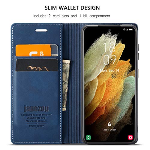 japezop Samsung Galaxy S21 5G Wallet Case with [RFID Blocking],Card Holder Kickstand Magnetic,Leather Flip Case Wallet for Samsung Galaxy S21 5G 6.2 Inch(Blue) - color: Blue, size: S21 5G 6.2"