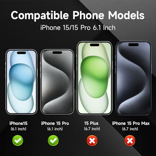 3 Pack for Privacy Screen Protector for iPhone 15/15 Pro - size: 15 Pro