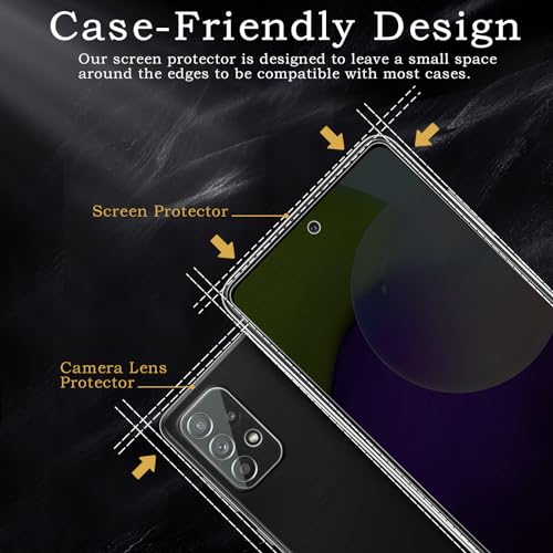 Privacy Screen Protector for Samsung Galaxy A52/A51/A53 5G, Shatterproof Tempered Glass Accessories, Anti Spy Tempered Glass Film, Case Friendly Ultra Resistant 9H Hardness Anti-Glare HD Black -3 Pack