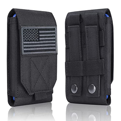 Black Tactical Molle CellPhone Pouch Case,Heavy Duty Waterproof Phone Holster Bag for iPhone 11 12 13 Pro Max For Samsung S22 S21 S20 FE Note 20 A13 A12 A02S Less 6.7" Phone with 4 Pack Patches - color: Black & 4 Pack Patches #2