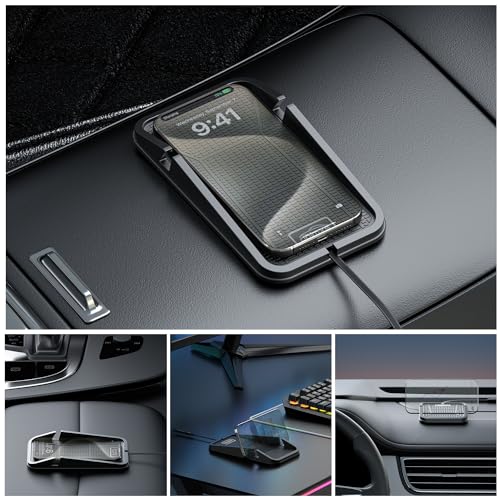 Wireless car Charger Charging pad,POLMXS No-Slip Wireless Phone Charger for car Cell Phone Cordless Charging mat Compatible with iPhone 16/15/14/13/12 Galaxy S23 S22 S21 Note10(C17)