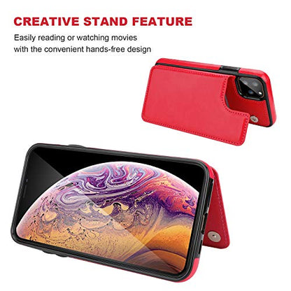ONETOP for iPhone 11 Pro Max Wallet Case with Credit Card Holder,Red - color: Red