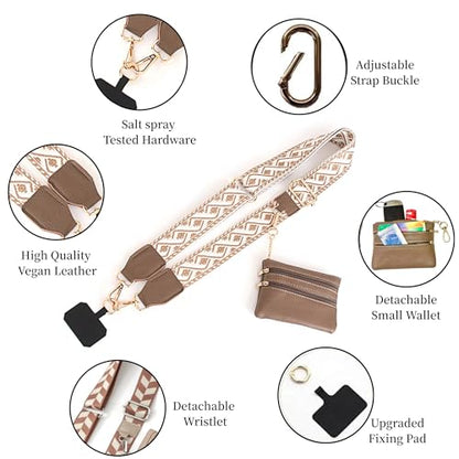 Crossbody Body Phone Holder for Women, New Phone Strap with Zippered Pouch, Adjustable Crossbody Strap - color: Brown