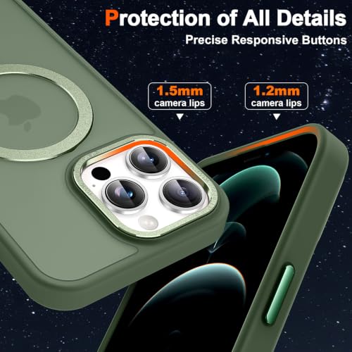 Magnetic for iPhone 12 Pro Max Case with Ring Stand,Midnight Green | Invisible Magnetic Kickstand, 10FT Drop Protection Shockproof, Velvety Touch, Slim Translucent Matte Back - color: Midnight Green, size: Iphone 12 Pro Max 6.7 inches
