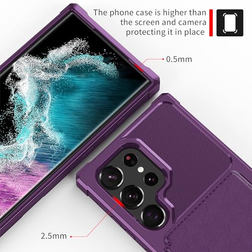 for Samsung Galaxy S23 Ultra Case with Card Holder, Compatible with Magnetic Car Mount, Heavy Duty Shockproof Rugged Soft TPU Back Leather Flip Wallet Cover Galaxy S23 Ultra 6.8", Purple - color: Purple, size: Samsung Galaxy S23 Ultra