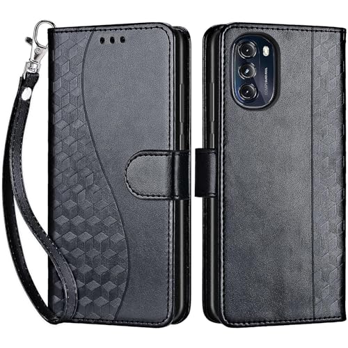 for Motorola Moto G 5G 2022 Wallet case, Black | 3 Card Holders, Kickstand, Shockproof TPU Shell, PU Leather, Magnetic Closure, Protective Flip Folio Cover, Women - color: 3