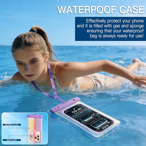 Waterproof Phone Case for iPhone Phones all Models Laser Lridescent | Waterproof phone case Cross-body Lanyard Cruise Ship Travel Essentials Compatible, All Devices Touchscreen Friendly - color: Iridescent, size: All models of mobile phones