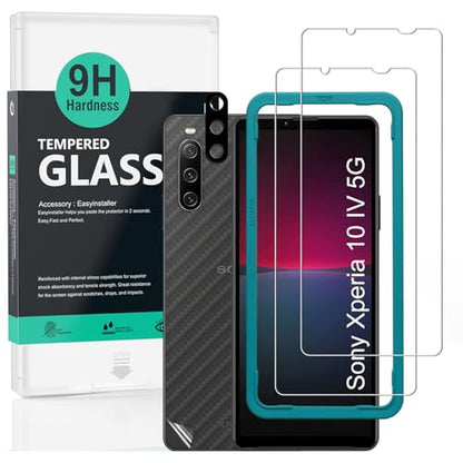 Ibywind for Sony Xperia 10 IV 5G Screen Protector,2 Pack,9H Hardness Tempered Glass and Camera Lens Protector,with Alignment Frame,Full Coverage,Bubble Free,Fingerprint Unlock,Scratch Resistant - size: Xperia 10 IV