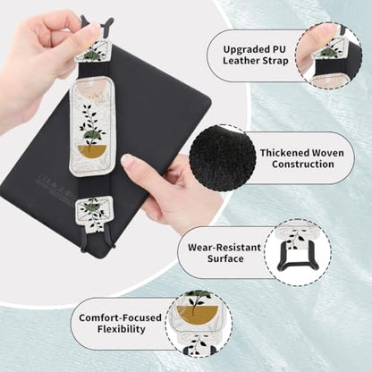 Secure Hand Strap for 6-7.5" Kindle and Tablets, Versatile Lightweight Faux Leather E-Book Grip Holder, Heavy-Duty E-Book Accessories for Reading Lover Gift (Boho) - color: Boho