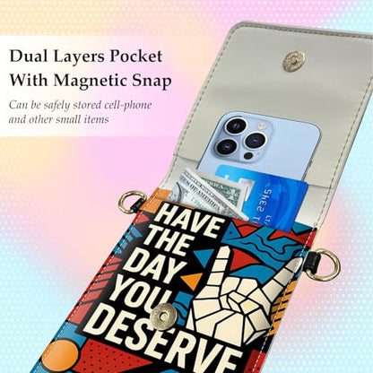 Small Crossbody Bags for Women Touchscreen Cell Phone Bag Cross Body Purses with adjustable Strap,Gifts For Teenage Girls - color: Victory V-shaped Gesture Pop Art