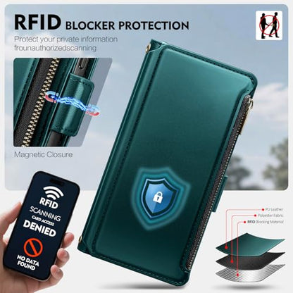 for Samsung Galaxy S26 Wallet Case with Card Holder RFID Blocking PU Leather Zipper Phone Case Flip Folio Protective Cover Wrist Strap Credit Card Slots Kickstand Men Women,Indigo Blue - color: Indigo Blue, size: Samsung Galaxy S26 - 6.3"