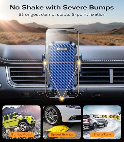 VICSEED Phone Mount for Car with Double Lock Vent Clip Car Phone Holder - color: Blue