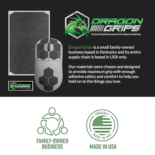 Dragon Grips Black Rubber Grip Tape - 25 Precut 1" Hex Griptape Stickers (Pack of 2), Non-Slip Adhesive for Cell Phones, Controllers, Guns, and Mouse Grip Tape, Rubberized Durable Texture, Made in USA - color: Black, size: 1" - 25pc 2 pack