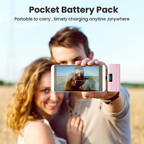 [2-Pack]Portable Charger for iPhone 16/15 Series,6000mAh PD USB C Power Bank Built-in USB-C Connector,Battery Pack Compatible with iPhone 16/16 Plus/16 Pro/16 Pro Max/15 Series,Android (Black+Pink) - color: Black+Pink
