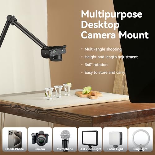 SMALLRIG Overhead Camera Mount, Camera Desk Mount Stand with Flexible Arm - style: Clamp 4456