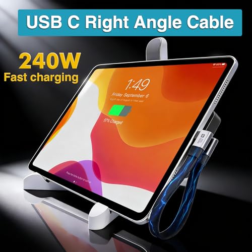 Duttek 80Gbps Right Angle USB C Cable 7.87inch/20cm, 240W PD/8K@Hz, Short USB C to USB C Cable, Type C Male to Male Flat Cable for Steam Deck, Laptop, Car, Desk Setup - style: Side Angle to Side Angle 90 Degree USB C Cable
