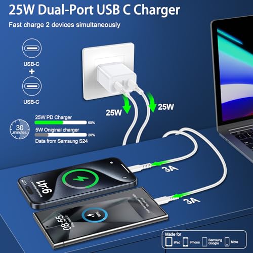USB C Charger Block 25W Super Fast Charging for iPhone 17e 18 Pro Max 17 - color: White