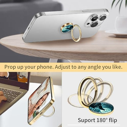 Cell Phone Ring Holder, Cute Phone Ring Grip Stand, 360°Rotation Funny Metal Kickstand Finger Grip Cool Moon Wolf - color: Cool Moon Wolf