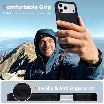 for iPhone 17 Pro Case with Belt Clip, Compatible with Magsafe, Black | Military Grade Drop Protection, 2 Layers of Sturdy, Heavy Duty Shockproof Cover for iPhone 17Pro Case Rugged - color: Black