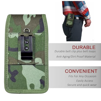 Camo Phone Case Holster Pouch, Maezar Camouflage Belt Clip Phone Holder for iPhone 16/15/14/13/12, Galaxy S25/S24/S23/S22/S21 Carrying Case with Belt Loop - size: XL