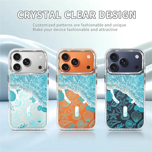 VisEnt Clear Case for iPhone 17 Pro, Magnetic Phone Case, Transparent Slim Cover, Military Grade Protection, Shockproof, Anti-Yellowing, Scratch Resistant, Ocean Wave Shell - color: Ocean Wave Shell, size: Iphone 17 Pro