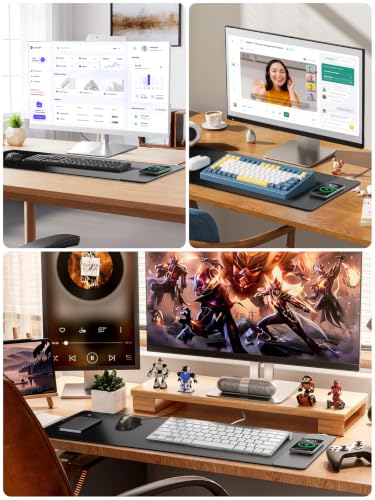 Magnetic Wireless Charging Mouse Pad, 31.5"x15.8" Large Desk Mat - color: Black-31.5"x15.8"-Mag-Right