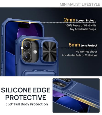 SSLOTSCASE for iPhone 17 Case with Stand & Credit Card Holder, Blue - color: Blue, size: Iphone 17