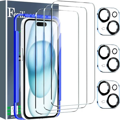 Ferilinso Screen Protector for iPhone 15, Tempered Glass, Case Friendly - size: iPhone 15-6.1 INCH