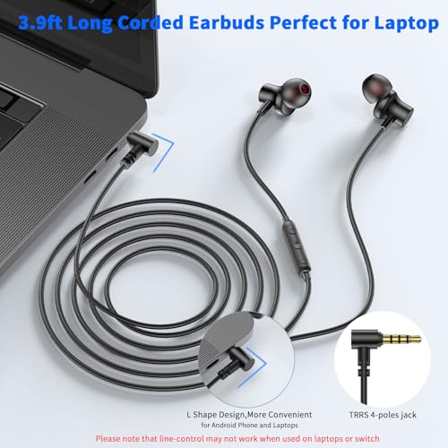 3.5mm Headphones Wired Earbuds for Laptop School Computer PC,Black - color: Black