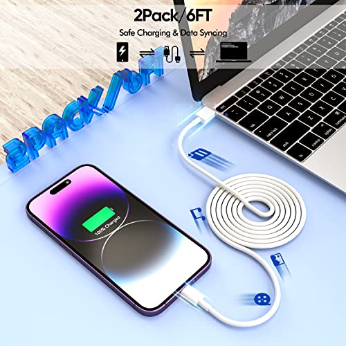 iPhone Charger [Apple MFi Certified] Apple Charger Cord 2Pcak 6FT Lightning Cable Fast Charging with Wall Charger Block Travel Plug Brick Adapter for iPhone 14/13/12/11/XS/XR/SE/7/8/8 Plus/AirPods - size: 6FT
