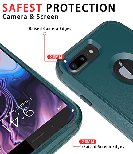 Diverbox for iPhone 8 Plus Case, iPhone 7 Plus Case [Shockproof] [Dropproof] [Dust-Proof],Heavy Duty Protection Phone Case Cover for Apple iPhone 8 Plus & 7 Plus (Dark Green) - color: Dark Green