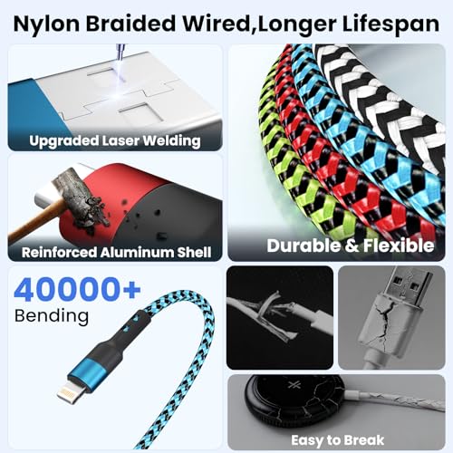 Travel Essentials 4 in 2 Multi Charging Cable for iWatch Charger, 1Pcs 5FT - color: Black&Blue