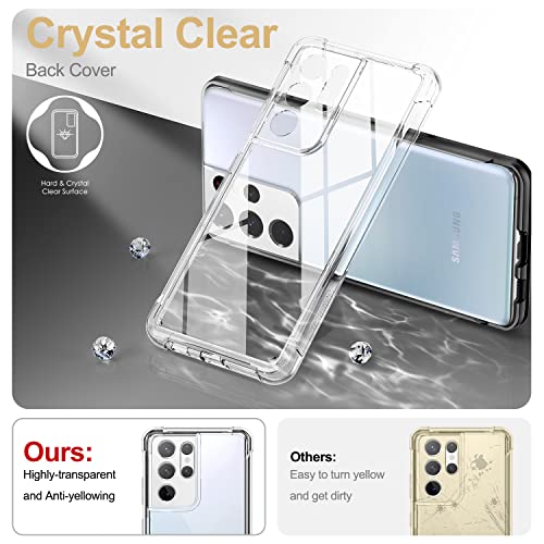 SURITCH for Samsung Galaxy S21 Ultra Clear Case 6.8" (Only), [Built-in Screen Protector] Full Body Protective Hard Shell+Soft TPU Phone Case for Samsung S21 Ultra -(Black Edge) - color: Black Edge