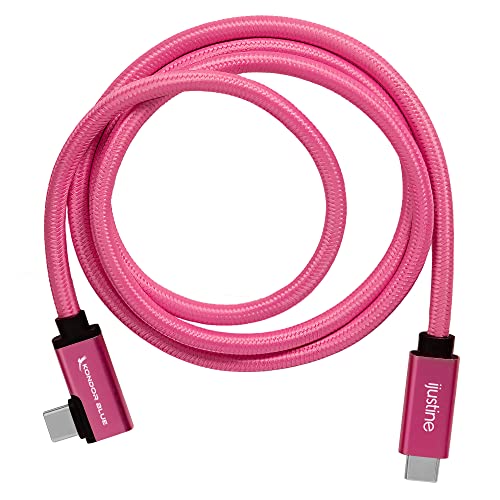 KONDOR BLUE x iJustine | 3' FT USB-C to USB-C Right Angle | USB 3.1 Gen 2, 10Gb/s Data Transfer Speeds, 100W Charging, & 4K Display Support | Pink - size: 3 Foot