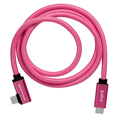KONDOR BLUE x iJustine | 3' FT USB-C to USB-C Right Angle | USB 3.1 Gen 2, 10Gb/s Data Transfer Speeds, 100W Charging, & 4K Display Support | Pink - size: 3 Foot