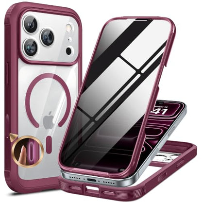 Miracase for iPhone 17 Pro Privacy Series Case, Magsafe, Cherry - color: Cherry, size: iPhone 17 Pro