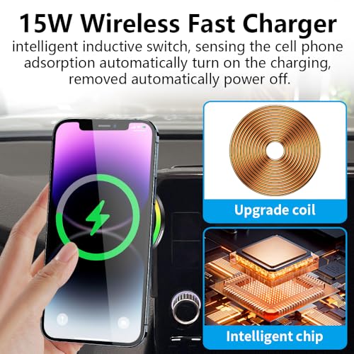 Car Magnetic Phone Mount for Honda Civic 2022 2023 2024 2025 2026 and Honda Pilot 2023-2025 Auto Accessories Best Cellphone Holder Fast 15W Wireless Charger Cell Phones Charging Screen Stand Cradles